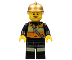 Fire Chief - Reflective Stripes with Pockets and Shoulder Strap, Gold Fire Helmet