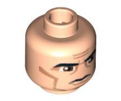Minifigure, Head Male Black Thick Eyebrows, Large Eyes, Cheek Lines Pattern (SW Clone Wars Trooper) - Blocked Open Stud
