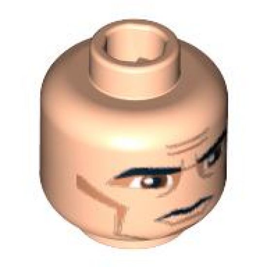 Minifigure, Head Male Black Thick Eyebrows, Large Eyes, Cheek Lines Pattern (SW Clone Wars Trooper) - Blocked Open Stud