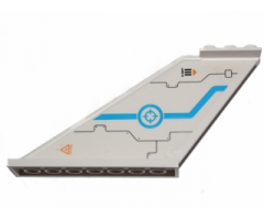 Tail 12 x 2 x 5 with Dark Azure Stripe and Target Pattern Model Left (Sticker) - Set 70701