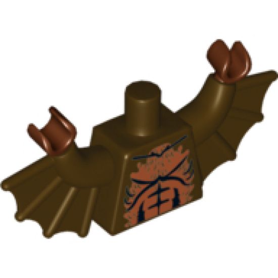 Torso Monster Fighters Bat with Medium Nougat Fur Pattern / Dark Brown Arms with Wings / Reddish Brown Hands