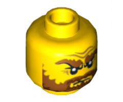 Minifigure, Head Beard Dark Orange, Bushy Eyebrows, Wrinkles Pattern (Jack McHammer) - Hollow Stud
