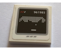 Tile 2 x 2 with Screen with White '961985' and Pixelated Pattern (Sticker) - Set 75827