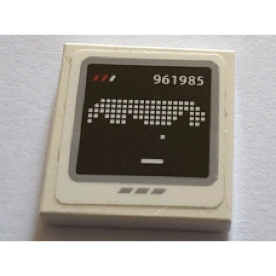 Tile 2 x 2 with Screen with White '961985' and Pixelated Pattern (Sticker) - Set 75827