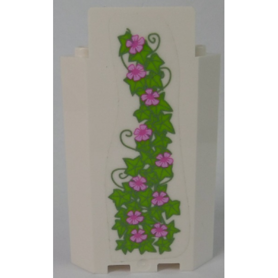 Panel 3 x 3 x 6 Corner Wall without Bottom Indentations with Ivy Trunks with 10 Magenta Flowers Pattern 2 (Sticker) - Set 41055