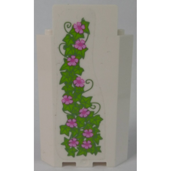 Panel 3 x 3 x 6 Corner Wall without Bottom Indentations with Ivy Trunks with 10 Magenta Flowers Pattern 1 (Sticker) - Set 41055