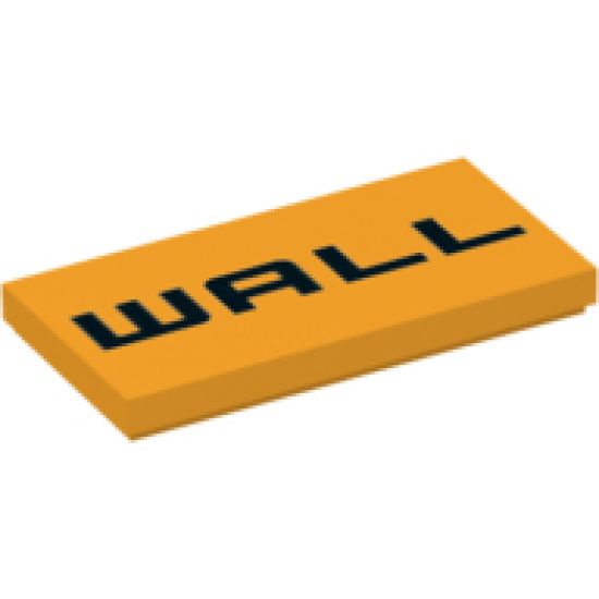 Tile 2 x 4 with Black 'WALL' Pattern