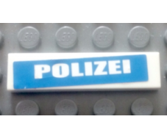 Tile 1 x 4 with White 'POLIZEI' on Blue Background Pattern (Sticker) - Set 7245-2