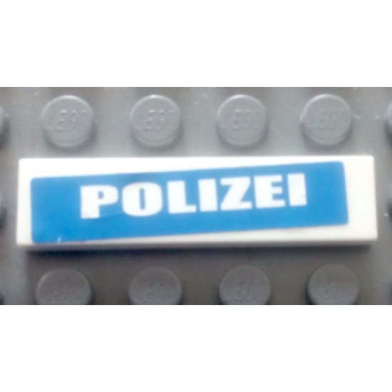 Tile 1 x 4 with White 'POLIZEI' on Blue Background Pattern (Sticker) - Set 7245-2