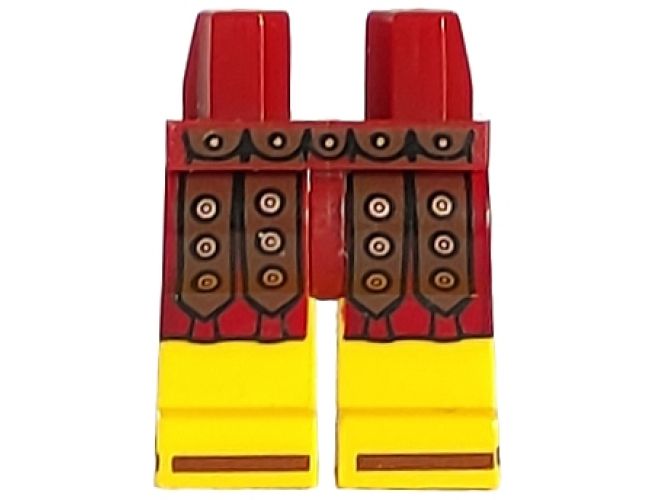 Hips and Yellow Legs with Tunic with Leather Straps with Copper Studs and Brown Sandals Pattern