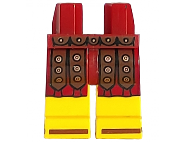 Hips and Yellow Legs with Tunic with Leather Straps with Copper Studs and Brown Sandals Pattern