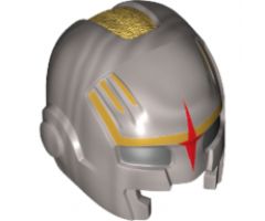 Minifigure, Headgear Helmet Space with Mouth Slit and with Black Eye Holes, Red Star and Gold Markings Pattern