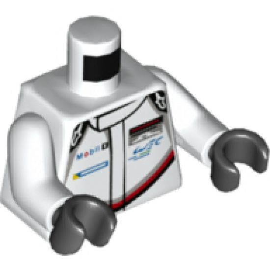 Torso Speed Champions with Mobil 1 and WEC Logo on Front, Porsche Design Logo on Back Pattern / White Arms / Black Hands