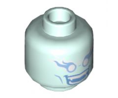 Minifigure, Head Female Alien, Bright Light Blue Long Eyelashes and Mouth, White Eyes and Teeth with Fangs Pattern - Hollow Stud