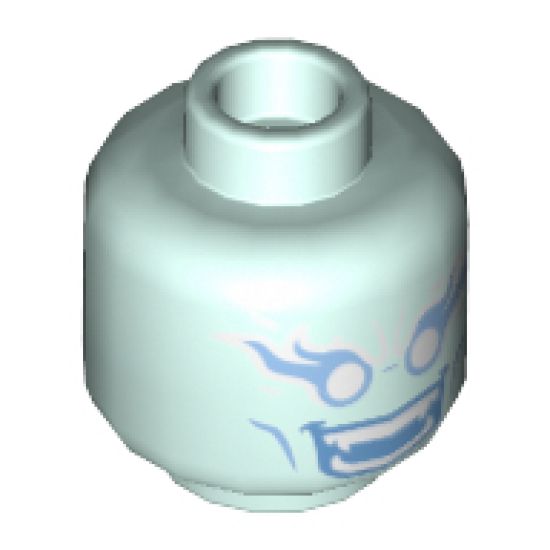 Minifigure, Head Female Alien, Bright Light Blue Long Eyelashes and Mouth, White Eyes and Teeth with Fangs Pattern - Hollow Stud