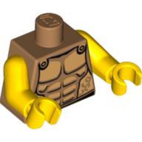 Torso Armor with Gold Plated Muscles Outline Pattern (Spartan) / Yellow Arms / Yellow Hands