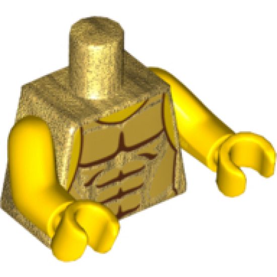Torso Armor with Gold Plated Muscles Outline Pattern (Flying Warrior) / Yellow Arms / Yellow Hands