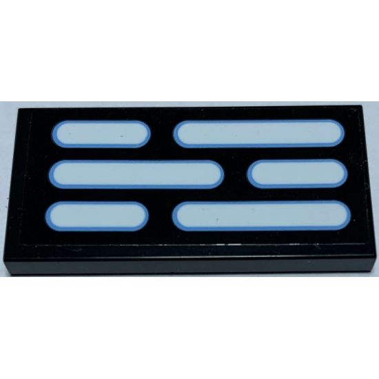 Tile 2 x 4 with 3 Rows of White Bars (Shuttle Lights) Pattern (Sticker) - Set 75156