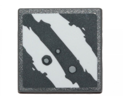 Road Sign 2 x 2 Square with Open O Clip with 2 Rugged White Diagonal Stripes and Blaster Marks on Dark Bluish Gray Background Pattern (Sticker) - Set 75254
