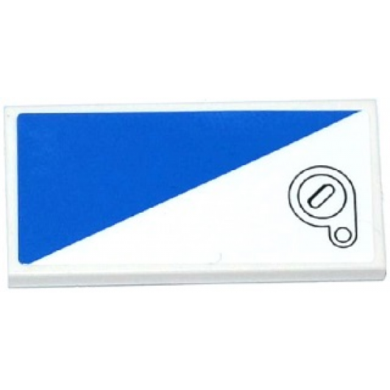 Tile 2 x 4 with Blue Triangle and Filler Cap Pattern Model Right Side (Sticker) - Set 60079