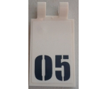Tile, Modified 2 x 3 with 2 Clips with Dark Blue '05' Pattern (Sticker) - Set 60062