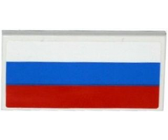 Tile 2 x 4 with Russian Flag Pattern (Sticker) - Set 75912