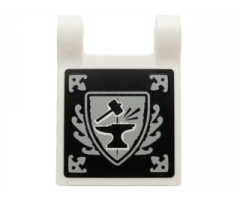 Flag 2 x 2 Square with Black and Light Bluish Gray Blacksmith Hammer and Anvil Pattern on Both Sides (Stickers) - Set 70751