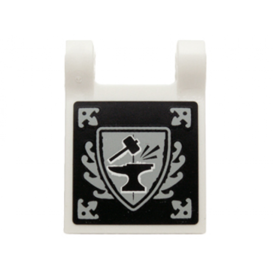 Flag 2 x 2 Square with Black and Light Bluish Gray Blacksmith Hammer and Anvil Pattern on Both Sides (Stickers) - Set 70751