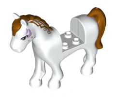 Horse with 2 x 2 Cutout, Lavender Eyes and Face Decoration, Gold Mane and Tail Pattern