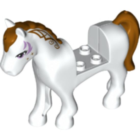 Horse with 2 x 2 Cutout, Lavender Eyes and Face Decoration, Gold Mane and Tail Pattern
