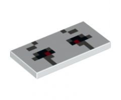 Tile 2 x 4 with Black, Dark Bluish Gray and Red Rectangles Pattern (Minecraft Ghast Open Eyes)