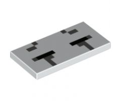 Tile 2 x 4 with Black and Dark Bluish Gray Rectangles Pattern (Minecraft Ghast Closed Eyes)