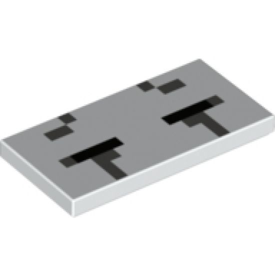 Tile 2 x 4 with Black and Dark Bluish Gray Rectangles Pattern (Minecraft Ghast Closed Eyes)