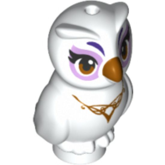 Animal, Air Owl, Elves with Gold Beak, Eyes and Necklace and Lavender Eye Borders Pattern (Nascha)