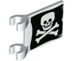 Flag 2 x 2 Square with Flat Skull and Crossbones (Jolly Roger) Pattern on Both Sides