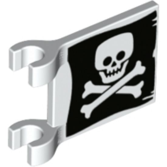 Flag 2 x 2 Square with Flat Skull and Crossbones (Jolly Roger) Pattern on Both Sides