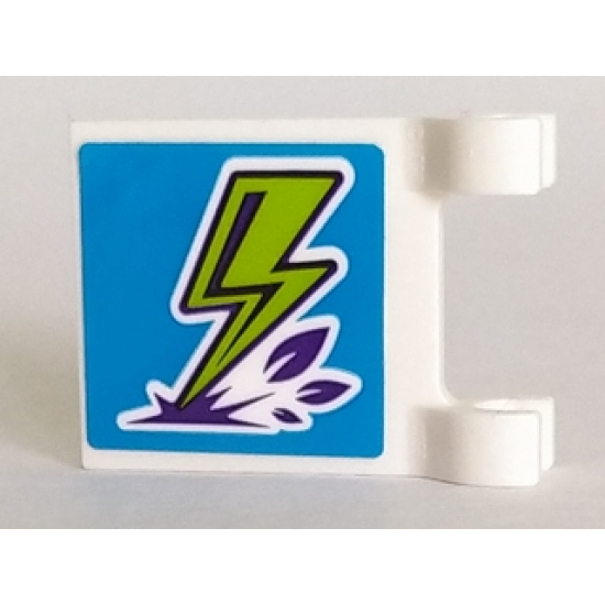 Flag 2 x 2 Square with Lime Lightning Bolt on Blue Background Pattern (Sticker) - Sets 41327 / 41335