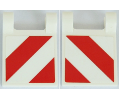 Flag 2 x 2 Square with Red and White Diagonal Stripes Pattern on Both Sides (Stickers) - Set 42054