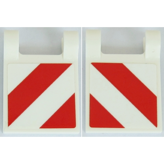 Flag 2 x 2 Square with Red and White Diagonal Stripes Pattern on Both Sides (Stickers) - Set 42054