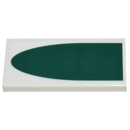 Tile 2 x 4 with Dark Green Half Oval Pattern (Sticker) - Set 8088