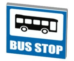 Road Sign 2 x 2 Square with Open O Clip with Bus and 'BUS STOP' Pattern