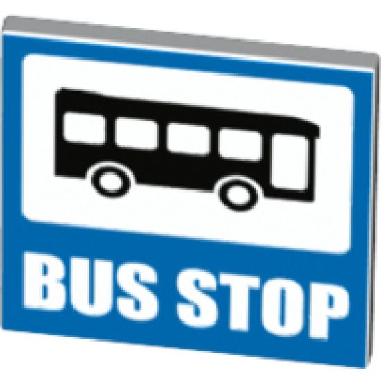 Road Sign 2 x 2 Square with Open O Clip with Bus and 'BUS STOP' Pattern
