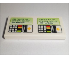 Tile 2 x 4 with '232 POLICE HQ', '279 CITY CENTER', '495 HARBOR' Ticket Dispenser with Keypad and Arrows Pattern (Sticker) - Set 60097