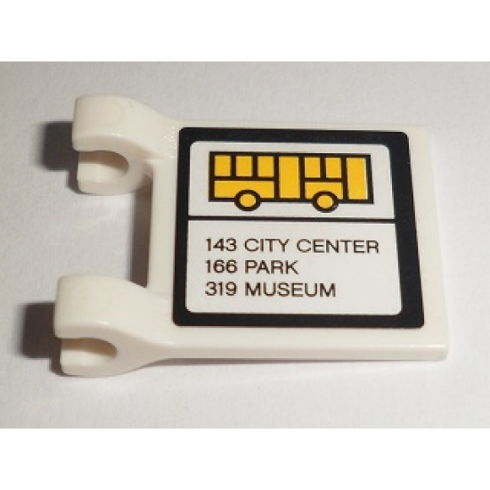 Flag 2 x 2 Square with Yellow Bus and '143 CITY CENTER', '166 PARK' and '318 MUSEUM' Route Pattern on Both Sides (Stickers) - Set 60097