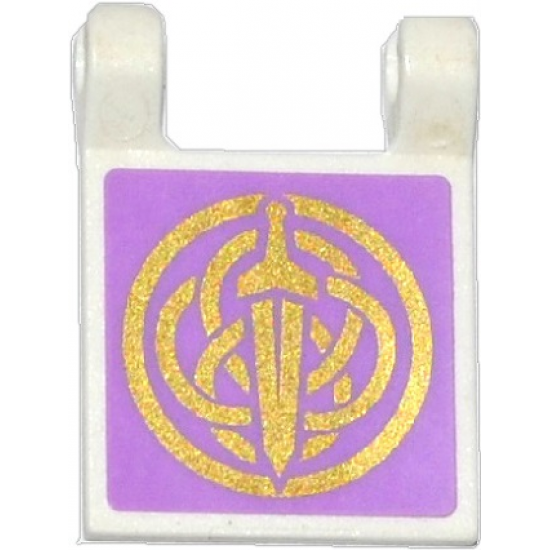 Flag 2 x 2 Square with Gold Sword and Celtic Knot on Medium Lavender Background Pattern (Sticker) - Set 41051