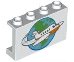 Panel 1 x 4 x 2 with Side Supports - Hollow Studs with Airplane Circling the Globe Pattern