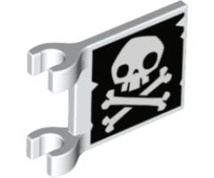 Flag 2 x 2 Square with Skull and Crossbones (Jolly Roger) Pattern with No Lower Jaw on Both Sides
