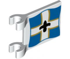 Flag 2 x 2 Square with Imperial Soldier Black Symbol over White Cross on Blue Background with Yellow Border Pattern