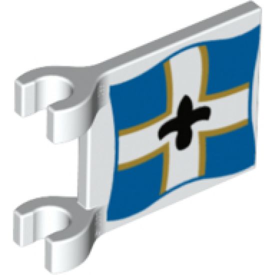 Flag 2 x 2 Square with Imperial Soldier Black Symbol over White Cross on Blue Background with Yellow Border Pattern