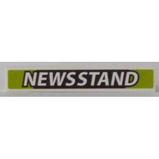 Tile 1 x 6 with 'NEWSSTAND' on Black and Lime Background Pattern (Sticker) - Set 60154